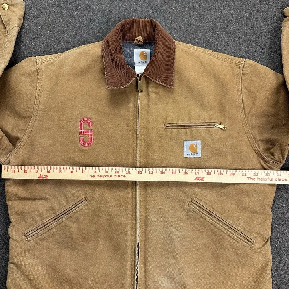 Vintage Carhartt Detroit Jacket J01 BRN Blanket Lined Tan Size 48 RARE *logo‎